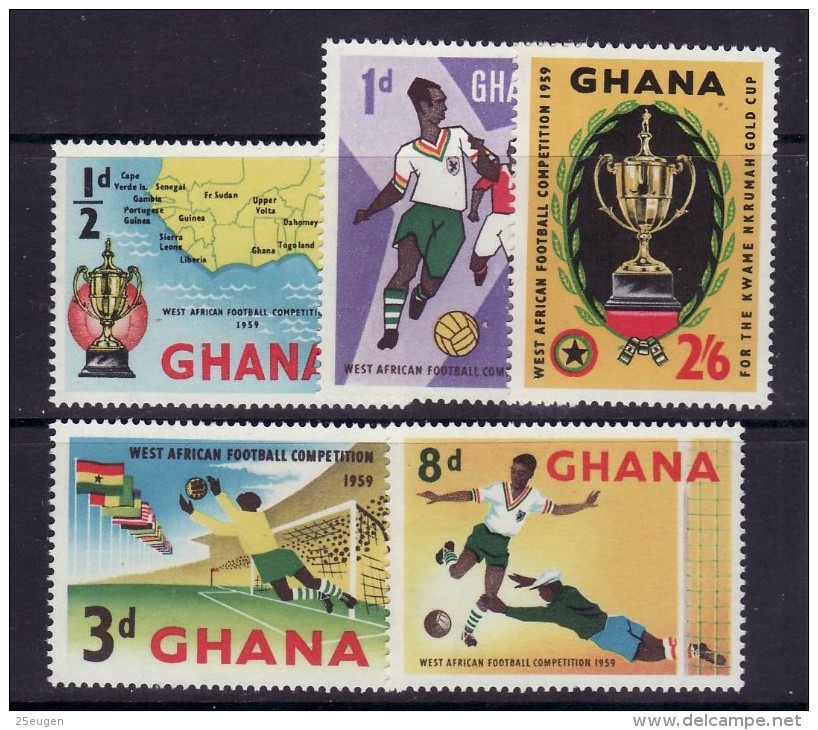 GHANA 1959  MICHEL NO 63-67  MNH - Fußball-Afrikameisterschaft