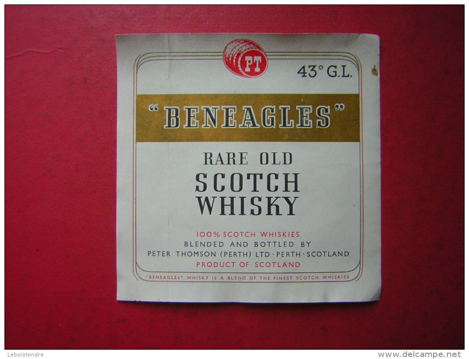 ETIQUETTE  P T  BENEAGLES  RARE OLD SCOTCH WHISKY    43 ° G L - Whisky