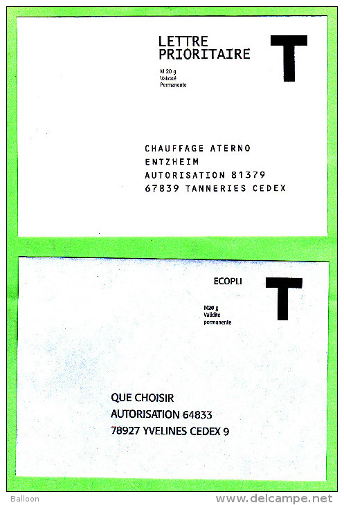 Entier Postal -  Enveloppe Réponse T - 4 Enveloppes Différentes - Buste Risposta T