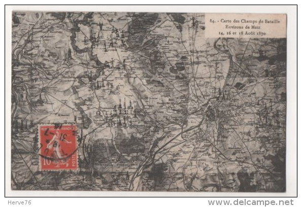 Environs De METZ - Carte Des Champs De Bataille - 14, 16 Et 18 Août 1870 - Metz