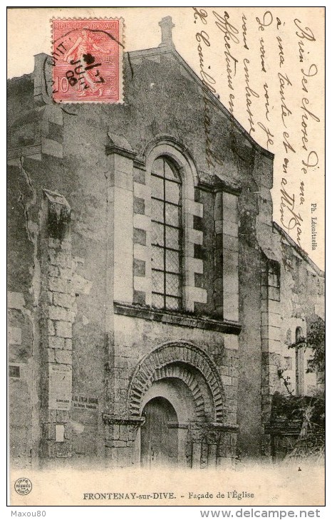 FONTENAY-sur-DIVE - Façade De L'Eglise - 1906 - - Autres & Non Classés