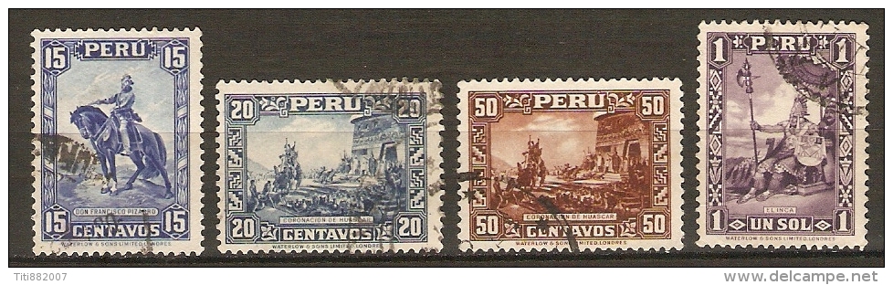 P E R O U     -   1934  .   Y&T N° 299 à 302 Oblitérés     Inca  /  Pizarro  /  Cheval ..... - Peru