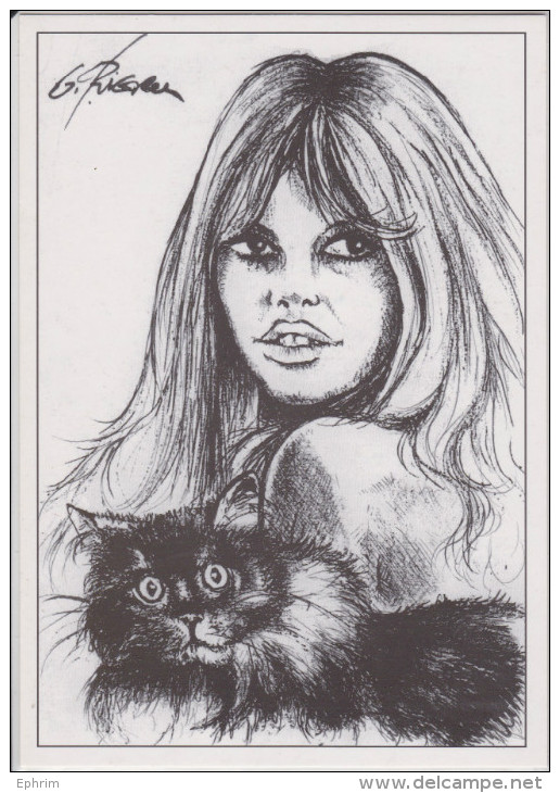 Géo Thiercy Imagier 1992 - N°227 Brigitte Bardot Et Chat Noir - Tirage Limité Tirage D'auteur 45/60 - Schauspieler