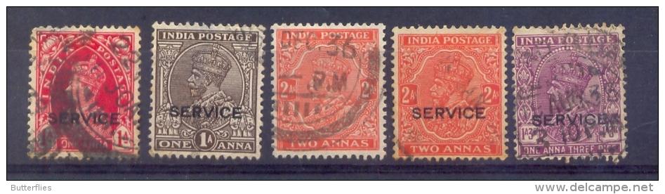 Indie - 1937 - 1943 - Yv.  56/79/81 X2 + 87 - Service - Gestempeld - Sonstige & Ohne Zuordnung