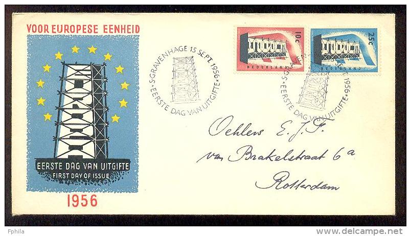 1956 NETHERLANDS EUROPA CEPT FDC - FDC