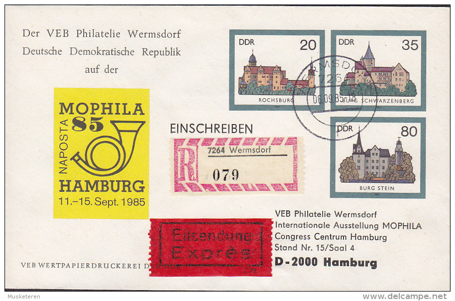 Germany DDR Postal Stationery Ganzsache Einschreiben & Eilsendung EXPRESS Labels WERMSDORF 1985 Mophila - Naposta - Sobres - Usados