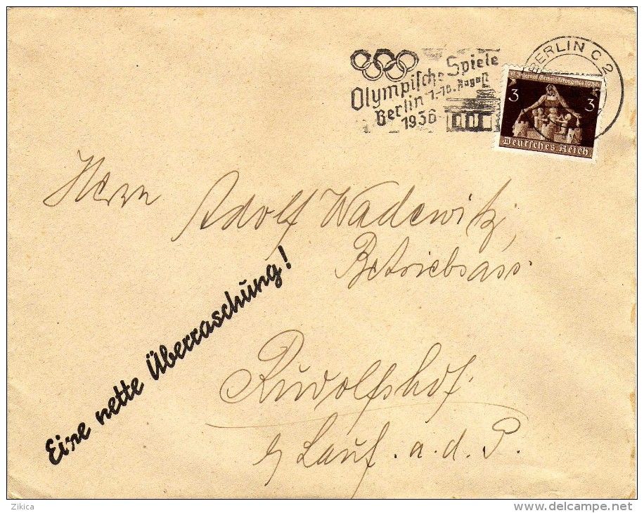 Olympic Games > Summer 1936: Berlin,machine Postmark,flame,Germany,cover,letter - Sommer 1936: Berlin