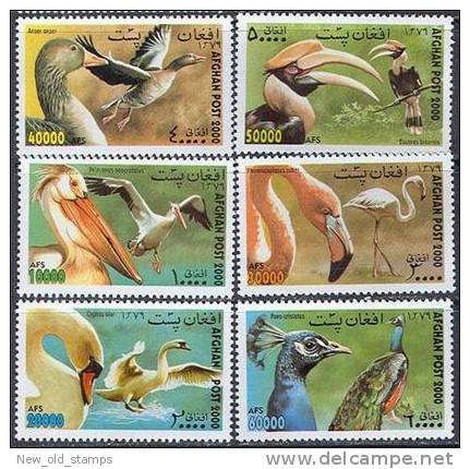 Afghanistan 2000 Birds MNH PELICAN FLAMINGO PEACOCK HORNBILL - Pelikanen