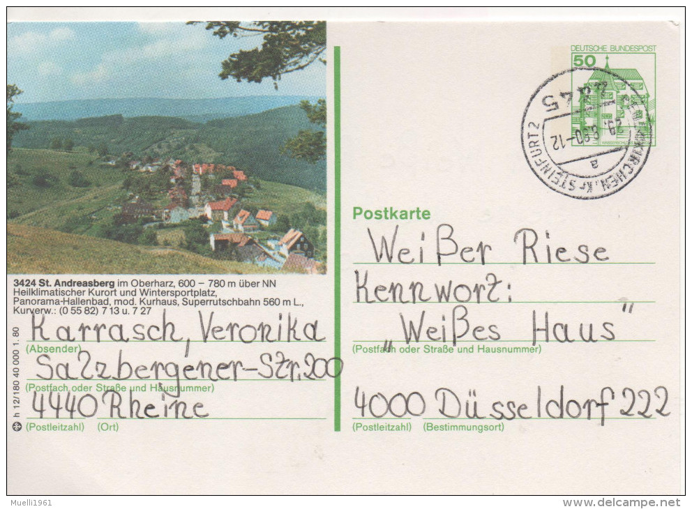 Nr. 2675,  Ganzsache Deutsche Bundespost,   Andreasberg - Cartoline Illustrate - Usati
