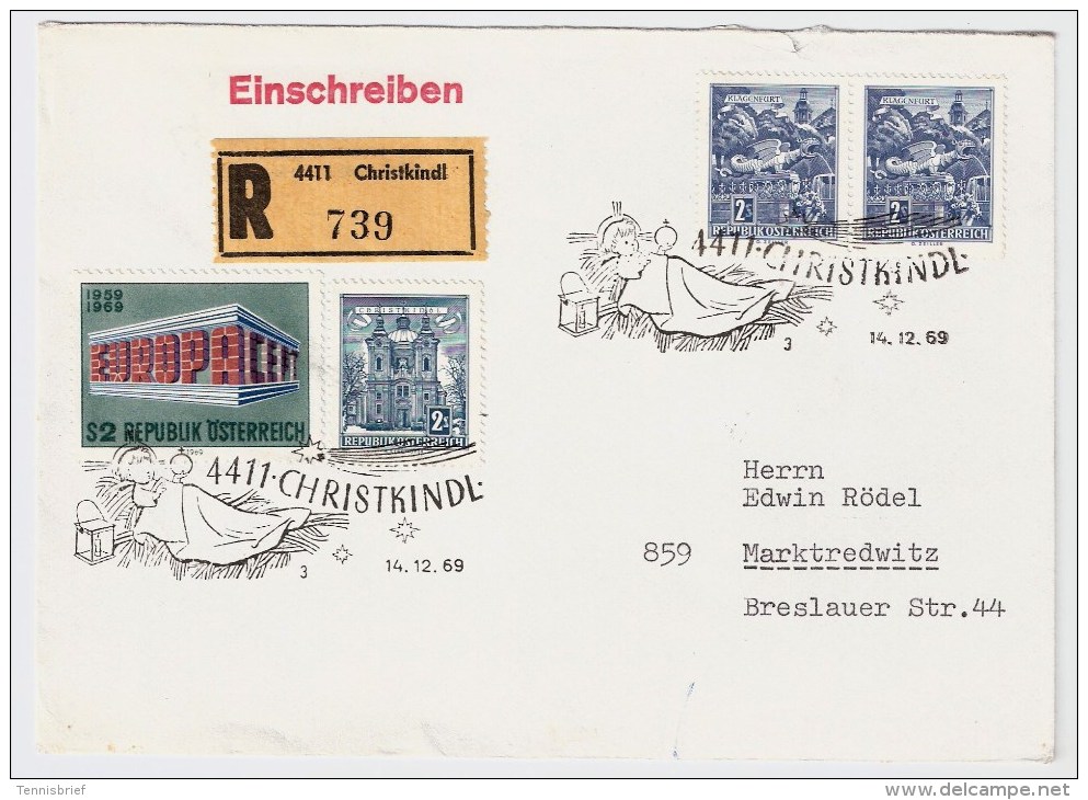 Österreich, Christkindl, 14.12.1969, Reco-Brief, Seltener Stp.   , S520 - Briefe U. Dokumente