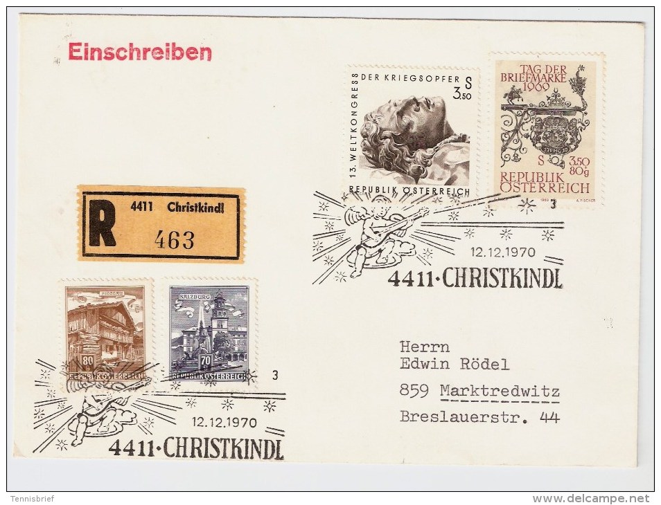 Österreich, Christkindl, 12.12.70, Reco-Brief   , S523 - Briefe U. Dokumente