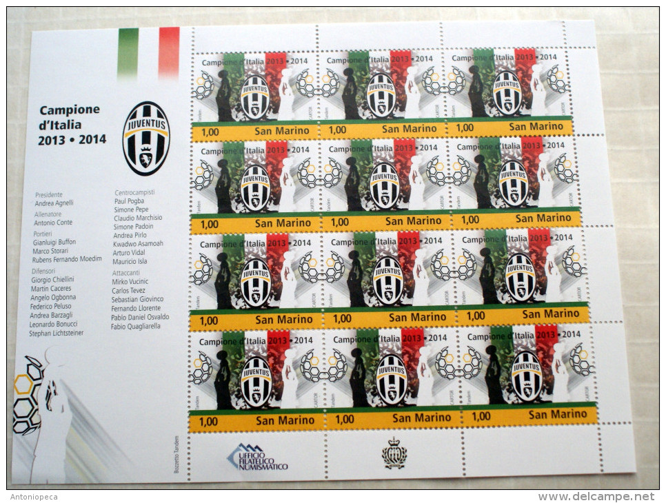 SAN MARINO 2014 - JUVENTUS CAMPIONE D'ITALIA, MINIFOGLIO MNH** - Unused Stamps