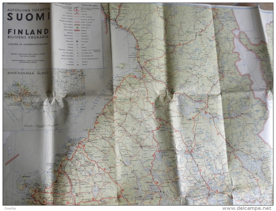 Carte Finlande 1948 - Maanmittaushallituksen Toimittama SUOMI FINLAND Bilistens Vägkarta - Carte Geographique