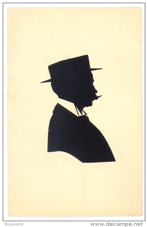 Carte Silhouette - ** Homme Au Chapeau Et à La Moustache ** - Cpa Précurseur En Bon état. - Silhouette - Scissor-type