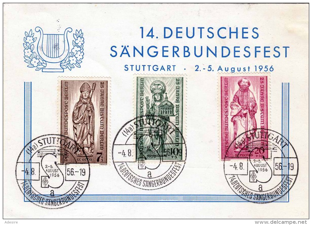 Deutschland 1956 - 3 Fach Frankierung Auf Pk 14.Deutsches Sängerbundfest - Briefe U. Dokumente