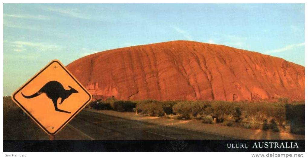 Australia Uluru - With Kangaroo Road Sign Long PC 22cm Unused - Uluru & The Olgas