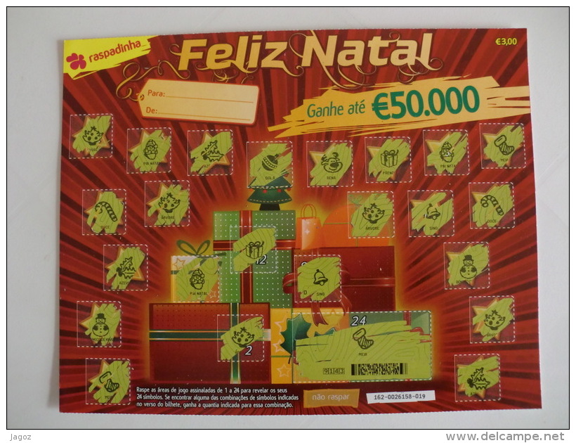 Loterie/ Lottery/ Loteria/ Lotaria Instant Instantânia Raspadinha Nº 162 Feliz Natal Portugal - Billets De Loterie