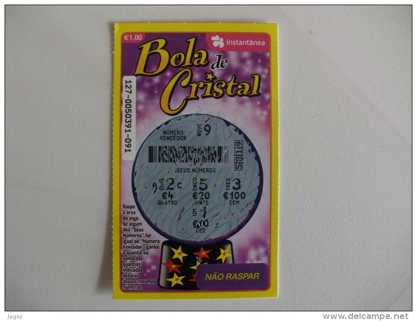 Loterie/ Lottery/ Loteria/ Lotaria Instant Instantânia Raspadinha  Jogo Nº 127 Bola De Cristal Portugal - Lottery Tickets