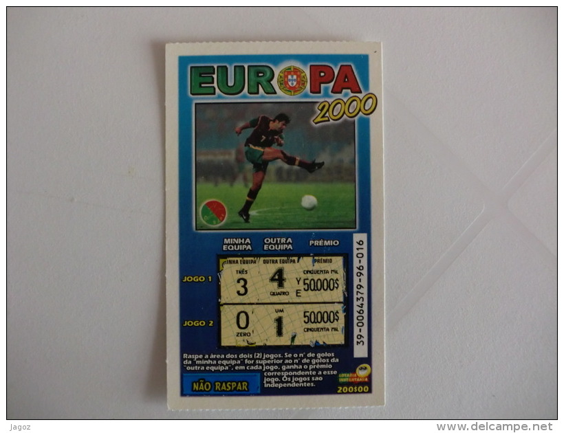 Loterie/ Lottery/ Loteria/Lotaria Instant Instantânia Raspadinha Jogo Nº 39 Europa 2000 Portugal - Billets De Loterie