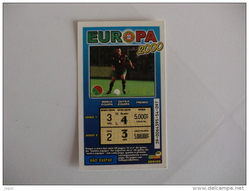 Loterie/ Lottery/ Loteria/Lotaria Instant Instantânia Raspadinha Jogo Nº 39 Europa 2000 Portugal - Billets De Loterie