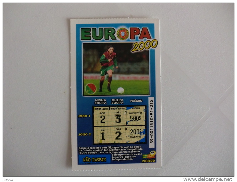 Loterie/ Lottery/ Loteria/Lotaria Instant Instantânia Raspadinha Jogo Nº 39 Europa 2000 Portugal - Billets De Loterie