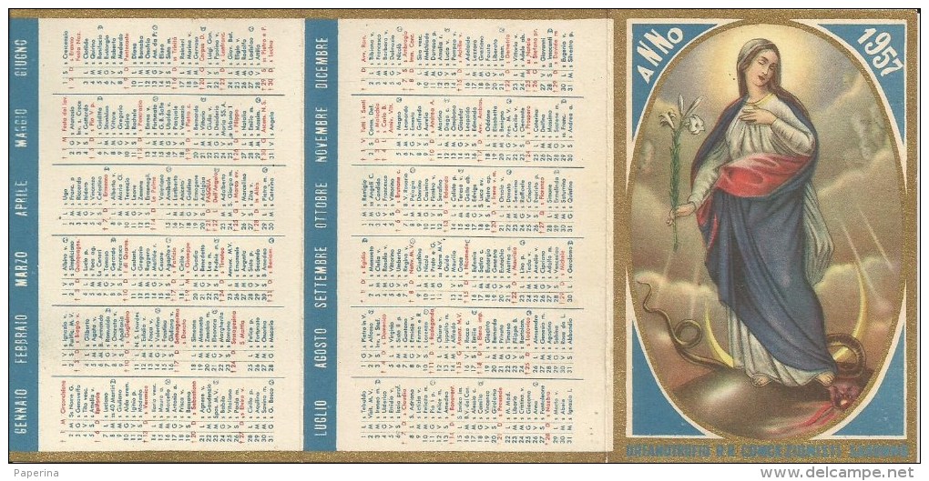 CALENDARIETTO  ORFANOTROFIO RR. CONCEZIONISTI SARONNO ANNO 1957 - Petit Format : 1941-60