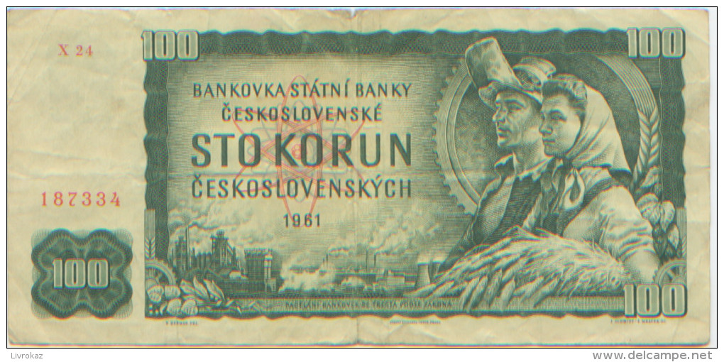 Billet De Banque, Banknote, Biglietto Di Banca, Bankbiljet, Tchécoslovaquie 100 Sto Korun Ceskoslovenskych 1961 Bon état - Tchécoslovaquie