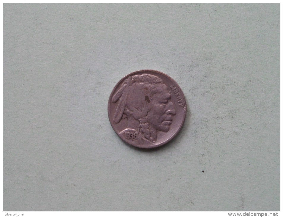 1936 - Five Cents / KM 134 ( Uncleaned - Details Zie Foto´s ) ! - 1913-1938: Buffalo