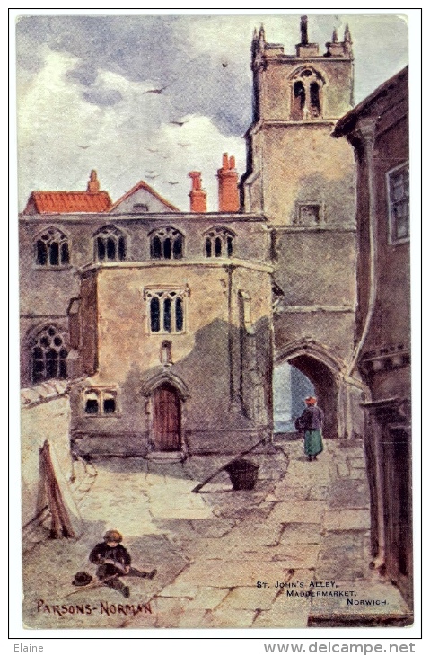 St John's Alley, Madder Market, Norwich, U.K. - Art Signed Parsons Norman - Norwich