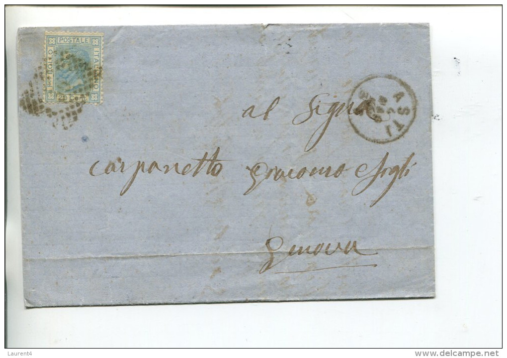 (007) Early Cover Posted From Italy To Genova - 1869 - Entiers Postaux