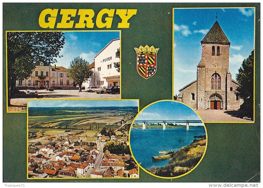 GERGY 71 MULTIVUES EGLISE PONT FOYER  BELLE CARTE RARE !!! - Autres & Non Classés