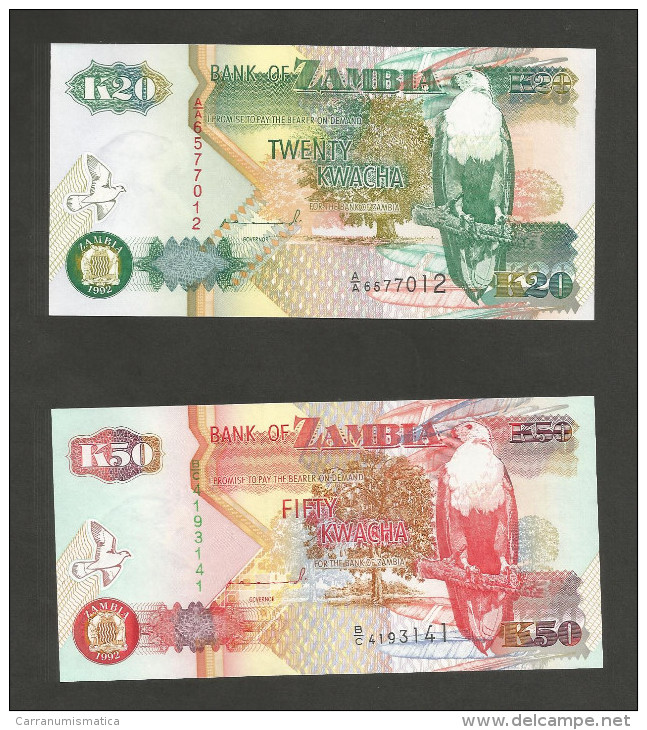 [NC] ZAMBIA - BANK Of ZAMBIA - 20 / 50 / 100 KWACHA (1992) - Sambia