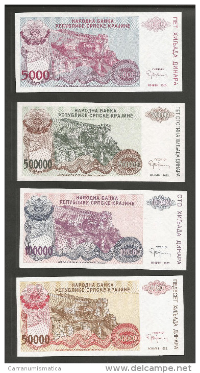 [NC] SERBIA - NATIONAL BANK - 5000 / 50000 / 100000 / 500000 DINARA (1993) LOT Of 4 DIFFERENT BANKNOTES - Serbia