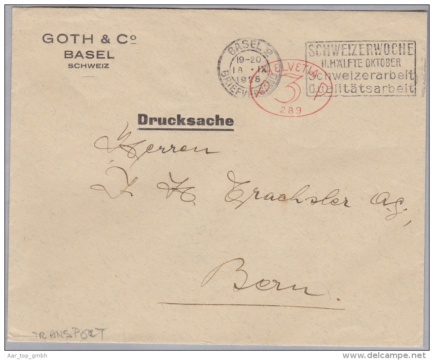 CH Firmenfreistempel 1928-09-18 Basel 2 "P3P #289" Auf Brief - Frankiermaschinen (FraMA)