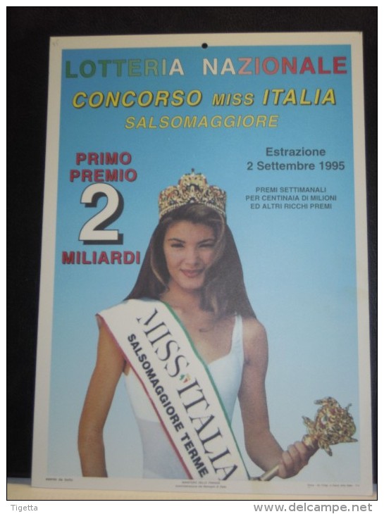 LOCANDINA LOTTERIA NAZIONALE  "CONCORSO MISS ITALIA SALSOMAGGIORE " ANNO 1995 COME DA FOTO - Biglietti Della Lotteria