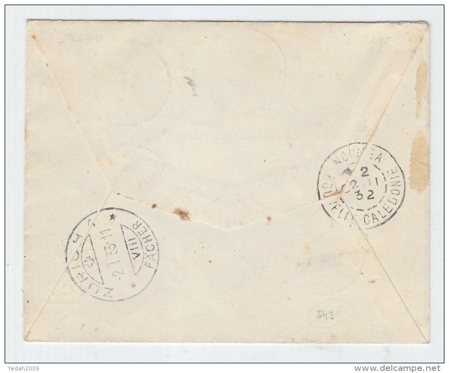 New Caledonia/Switzerland REGISTERED CIVER 1932 - Briefe U. Dokumente