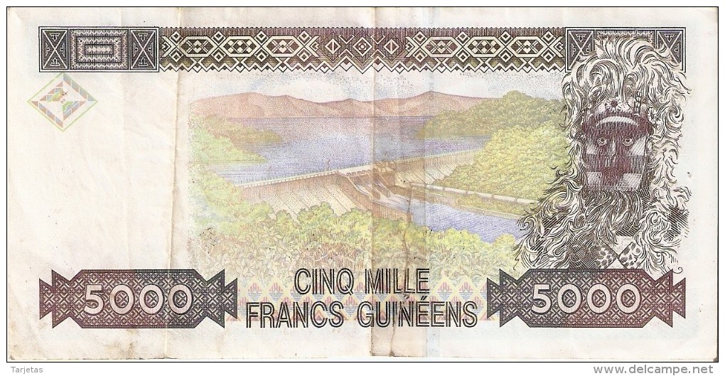 BILLETE DE LA REP. DE GUINEA DE 5000 FRANCOS DEL AÑO 1960 (BANKNOTE) (celo Por Detrás) - Guinea