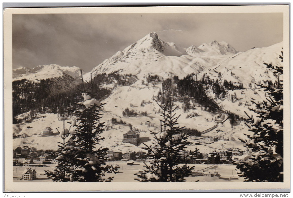 Heimat CH GR DAVOS-DORF 1942-01-22 Bahnstation Stempel Auf AK - Storia Postale