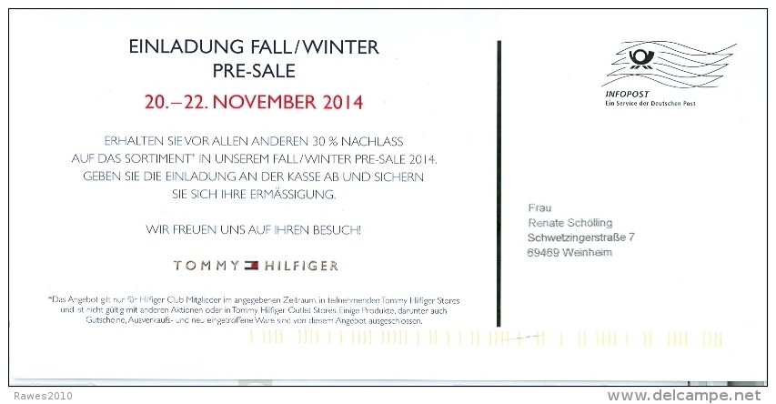 BRD Mannheim Infopost FRW 2014 Tommy Hilfiger Mode - Briefe U. Dokumente