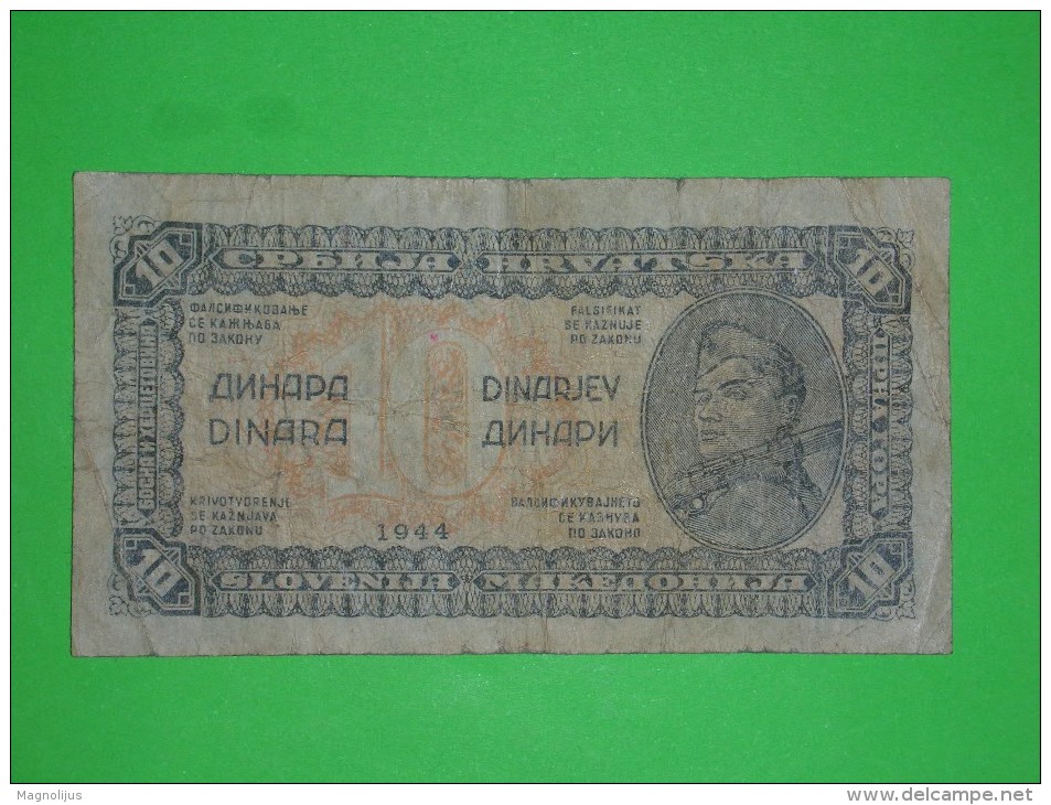 Yugoslavia,DFJ,partisans,10 Dinars,banknote,paper Money,bill,geld,vintage - Jugoslavia