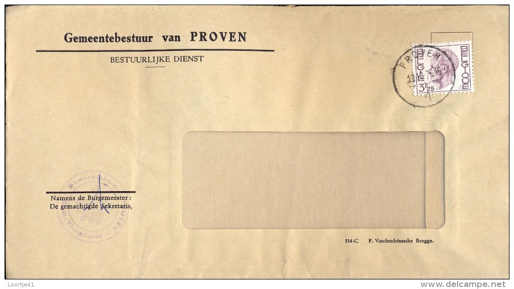 Omslag Enveloppe Gemeente PROVEN - 1976 - Omslagen