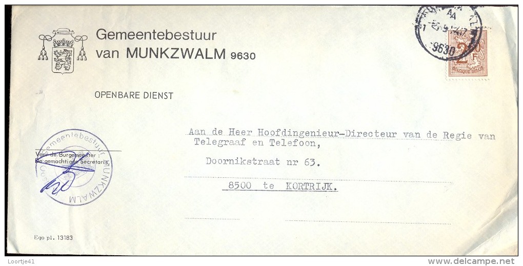 Omslag Enveloppe Gemeente - 9630 - Munkzwalm - 1974 - Omslagen