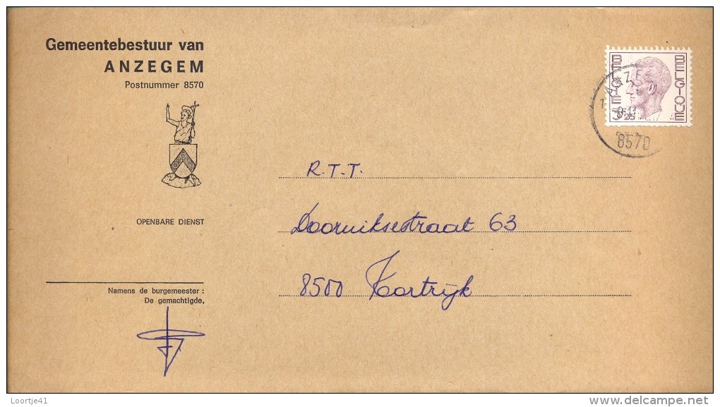 Omslag Enveloppe Gemeente - 8570 - Anzegem - 1976 - Briefe