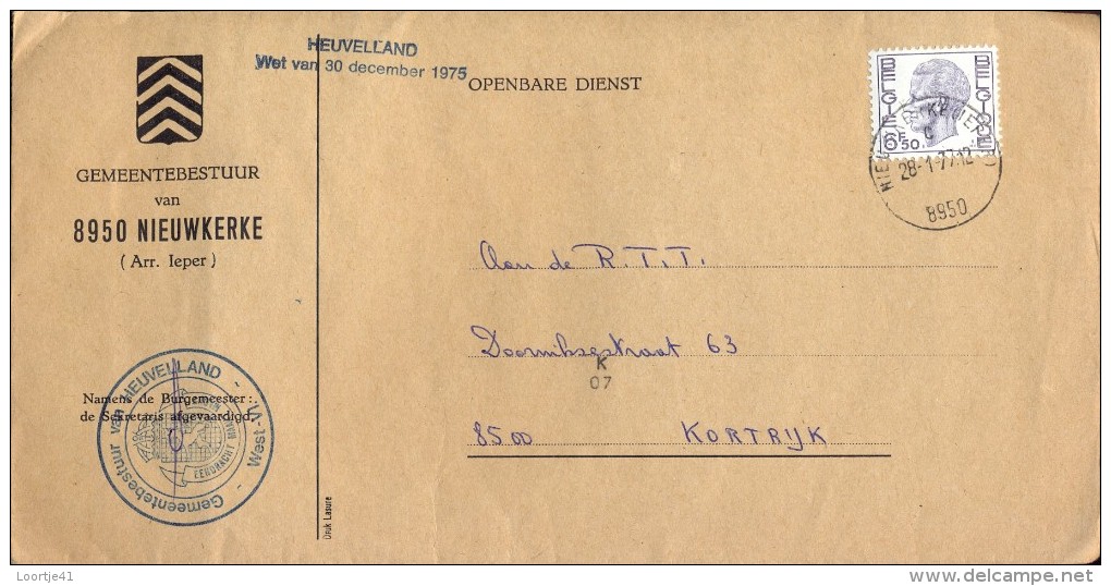 Omslag Enveloppe Gemeente - 8950 - Nieuwkerke - 1977 - Briefe