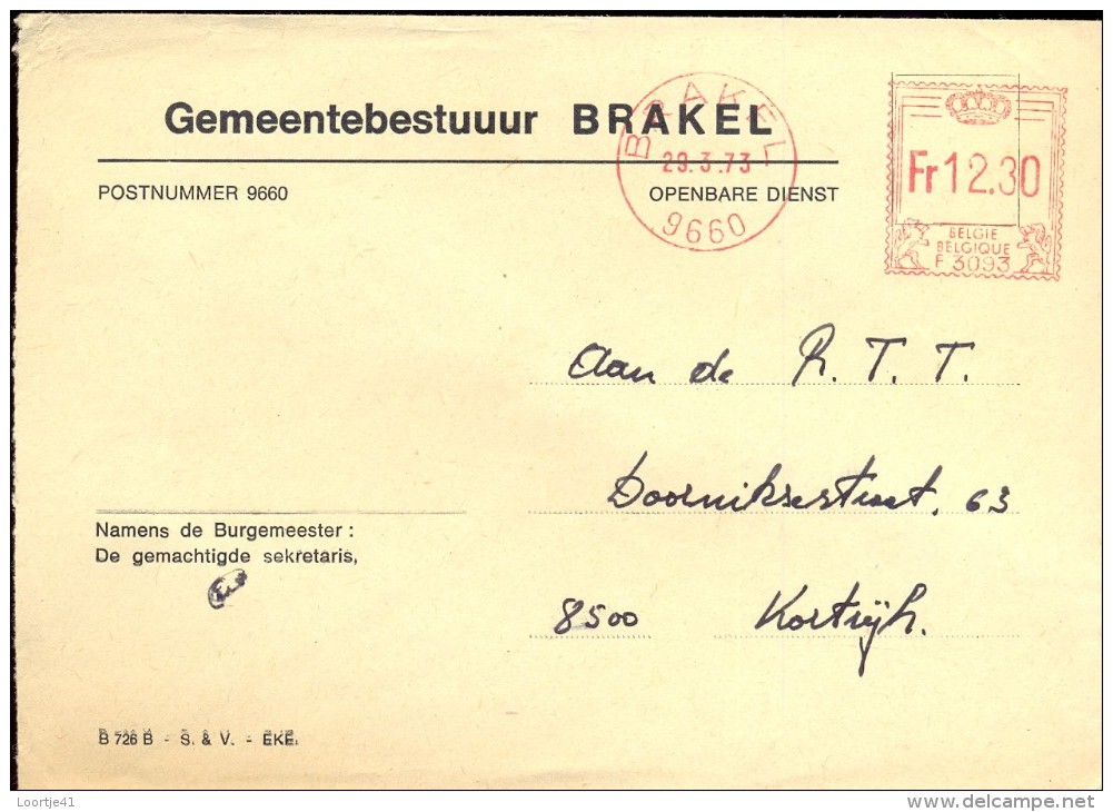 Omslag Enveloppe Gemeente - 9660 - BRAKEL - 1973 - Briefe