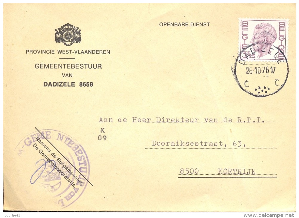 Omslag Enveloppe Gemeente - 8658 - Dadizele - 1976 - Briefe