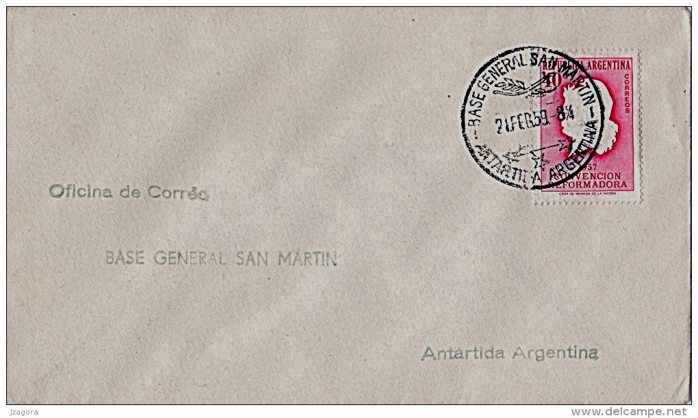 ANTARCTICA ANTARCTIQUE ANTARKTIS ANTARTIDA ARGENTINA 1959 BASE GENERAL SAN MARTIN POSTMARK - Onderzoeksstations