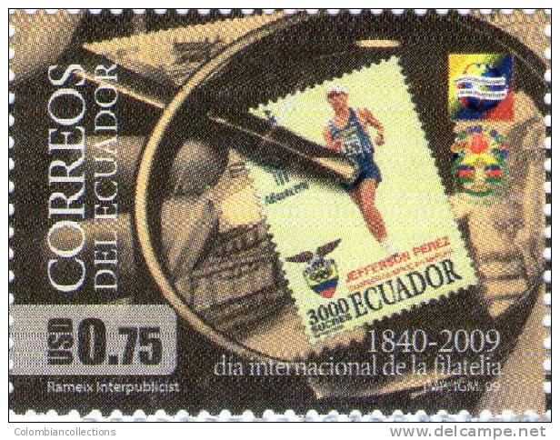 Lote EC9, Ecuador, 2009, Dia Mundial De La Filatelia,  Sello, Stamp On Stamp - Ecuador