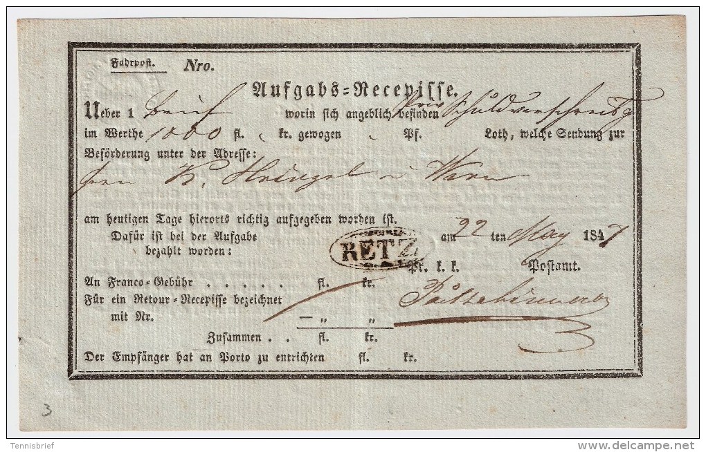 Österreich, 1847, Seltener " RETZ " , Sehr Klar   S514 - ...-1850 Préphilatélie