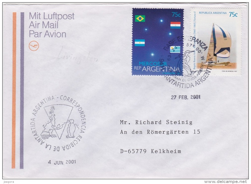 ANTARCTICA ANTARCTIQUE ANTARKTIS ANTARTIDA ARGENTINA 2001  BASE ESPERANZA  POSTMARK - Bases Antarctiques